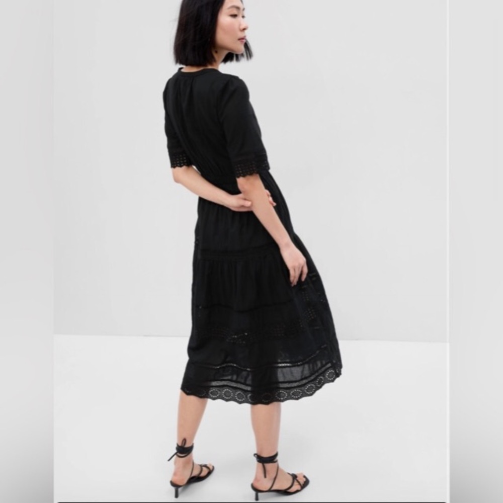 NWT! GAP Black Lace Button-Front Women's Midi Dress - Picture 4 of 6